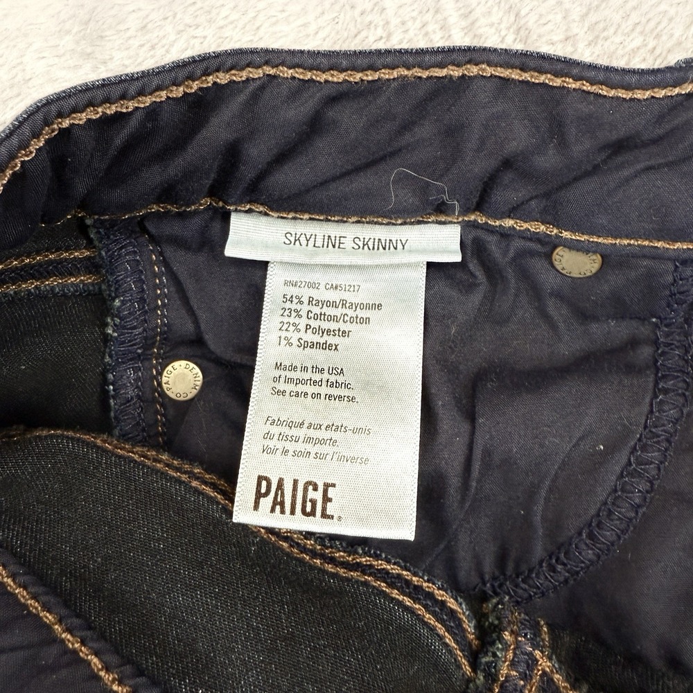 Paige Skyline Skinny Jeans Women size 27 Blue Denim Low Rise Stretch lightweight - Picture 4 of 16